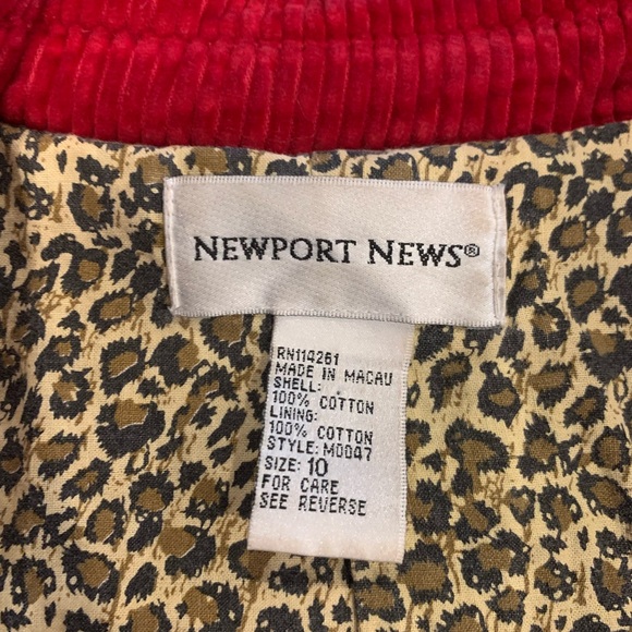 Vintage Red Corduroy Trench Coat lined with Cheetah print Size 10 - Picture 3 of 10